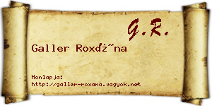 Galler Roxána névjegykártya
